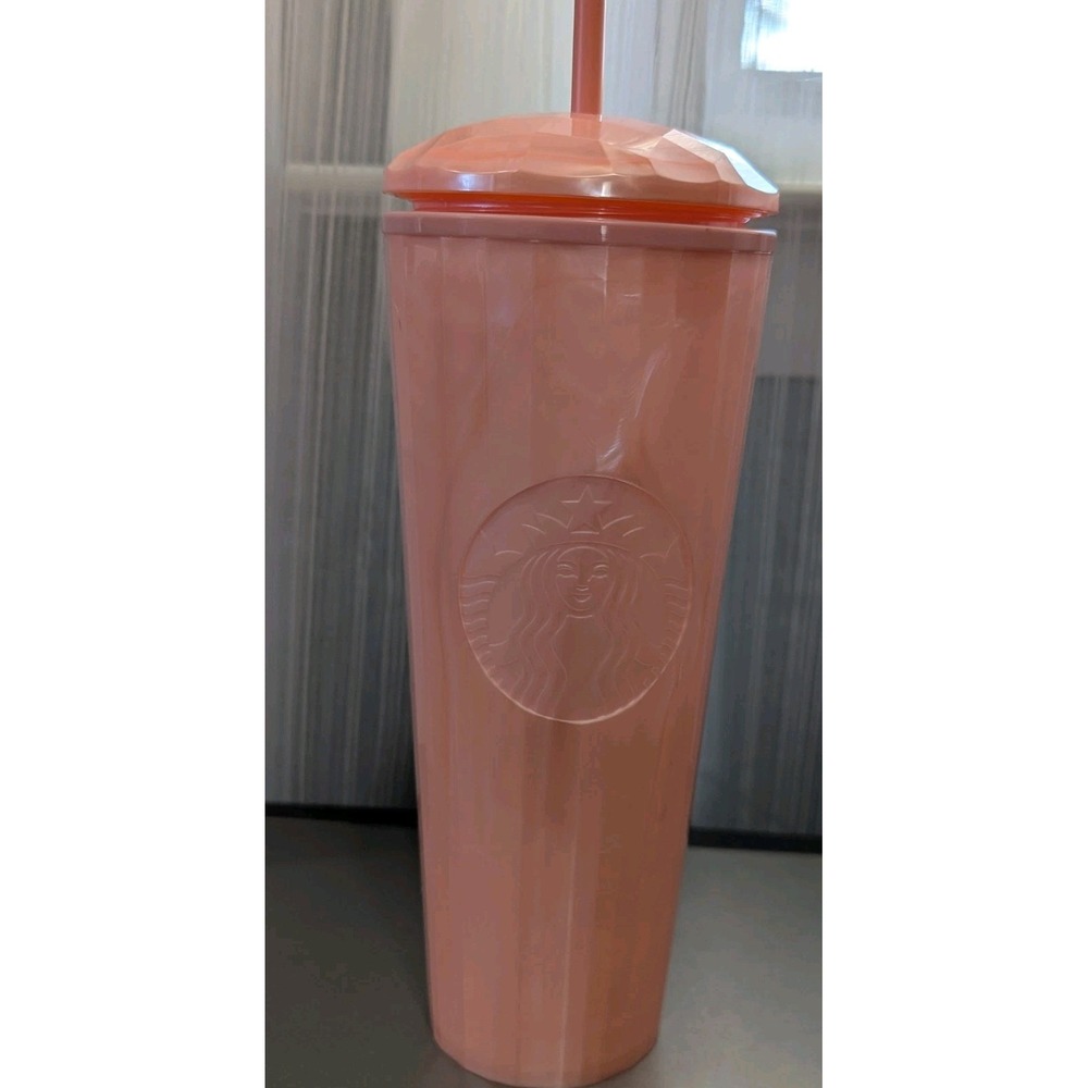 Starbucks New Summer 2021 Pink Marble Blush 24 oz Cold Cup‎ Tumbler